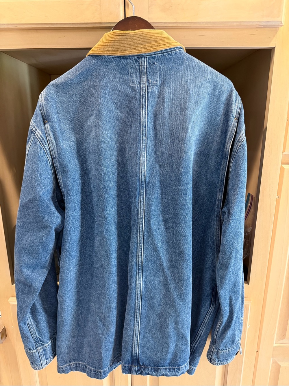 LN Polo Ralph Lauren Blue Denim Oversized Barn Jacket w/Tan Corduroy Collar XL - Picture 4 of 4